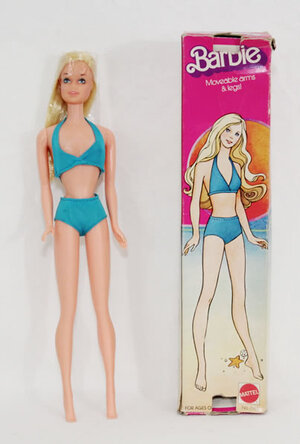 Details about   Barbie Collectible Fashion Trading Card  " Malibu Barbie "  Tricot Swimsuit 1971 