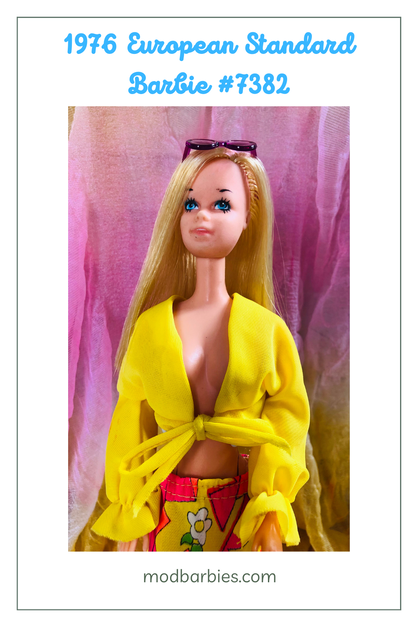 Vintage Barbie Sunset Malibu PJ Steffie Face Wearing Loop Scoop 1454 Yellow Pilgrim Shoes